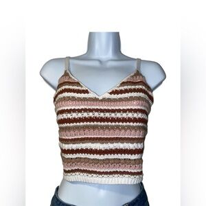 multicolor crochet cropped tank top